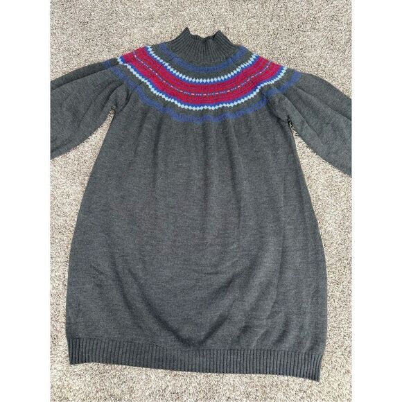 Lane Bryant Turtleneck Fair Isle Sweater Dress Gray Pink Aztec Plus Size 26/28 - Picture 8 of 12